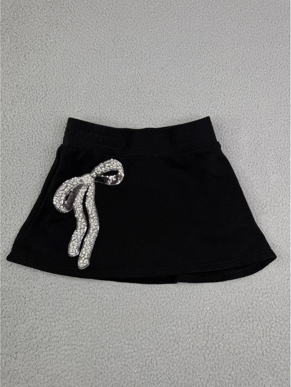 Brianna Cannon Sequin Pearls Embellished Black Skort Women's Small Athleisure
